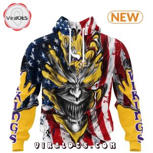 Minnesota Vikings Demon Face American Flag Hoodie