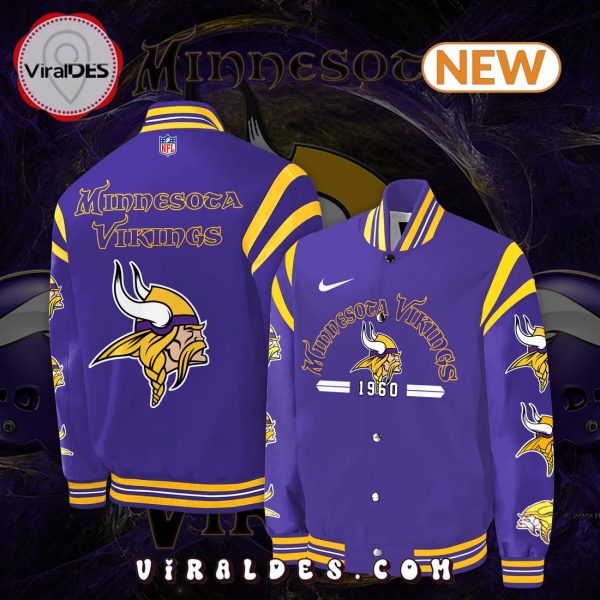 2024 Minnesota Vikings NFL Purple Baseball Jacket