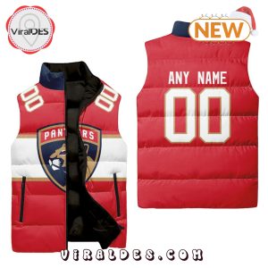 NHL Florida Panthers Custom Home Sleeveless Puffer Jacket