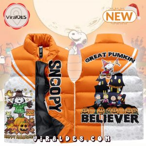 Snoopy Great Pumpkin Believer Sleeveless Puffer Jacket