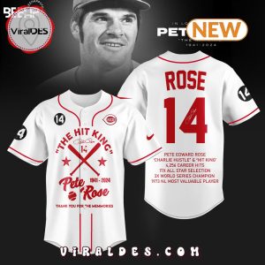 The Hit King Pete Rose Memories White Jersey