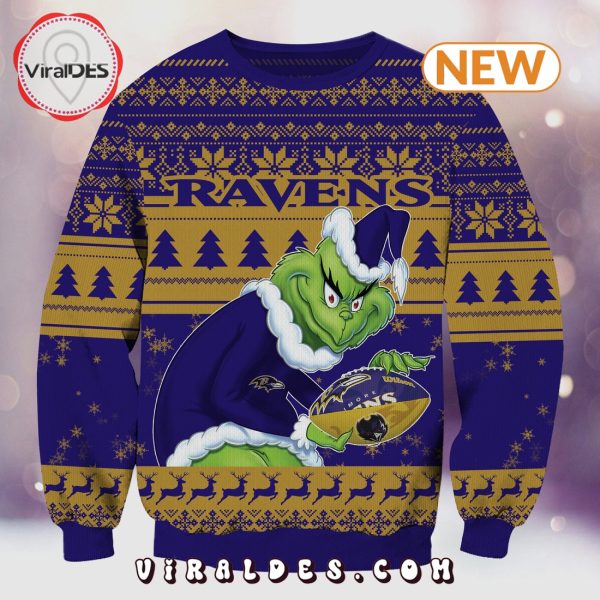 Baltimore Ravens Christmas Grinch Knitted Sweater