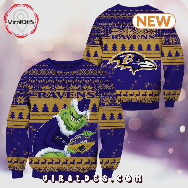 Baltimore Ravens Christmas Grinch Knitted Sweater