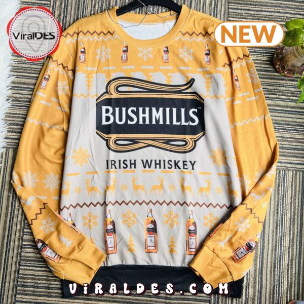 Bushmills Irish Whiskey Snowflakes Xmas Ugly Christmas Sweater