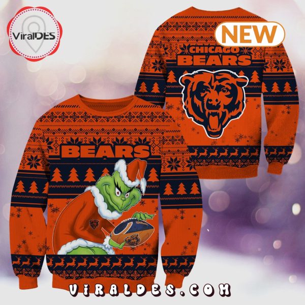 Chicago Bears Christmas Grinch Knitted Sweater