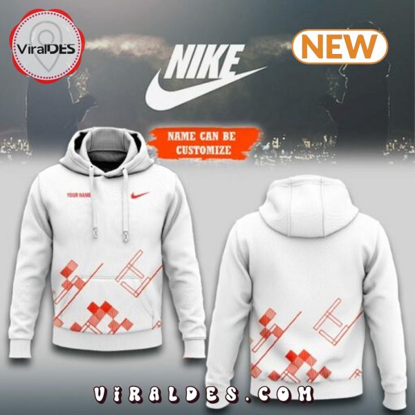 Custom Name Nike White Printed Hoodie