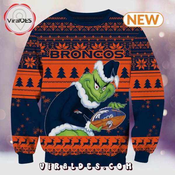 Denver Broncos Christmas Grinch Knitted Sweater