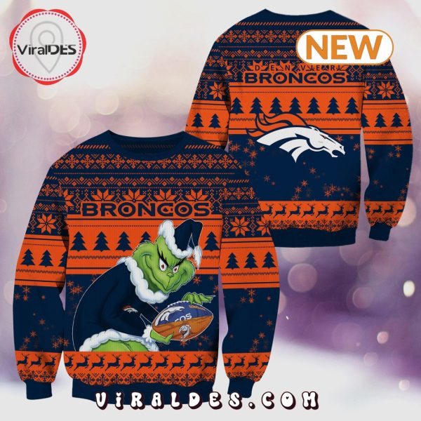 Denver Broncos Christmas Grinch Knitted Sweater