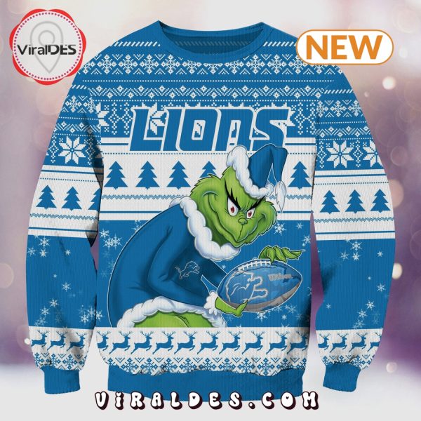 Detroit Lions Christmas Grinch Knitted Sweater