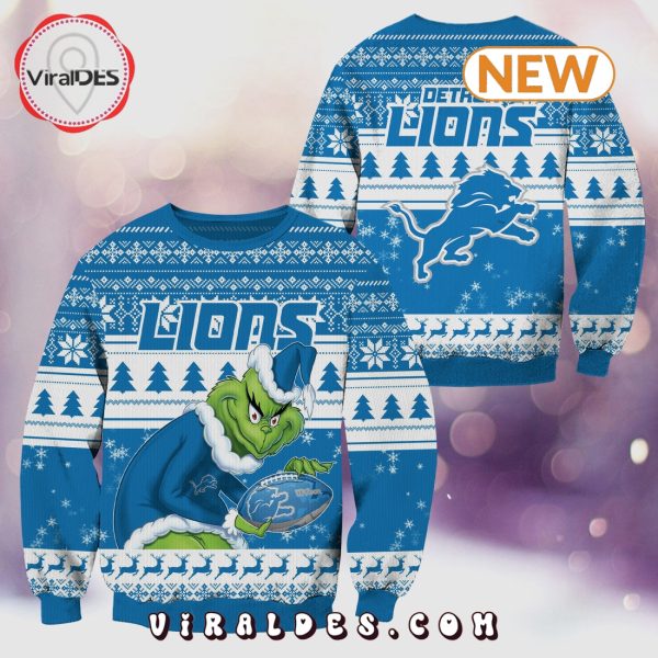 Detroit Lions Christmas Grinch Knitted Sweater