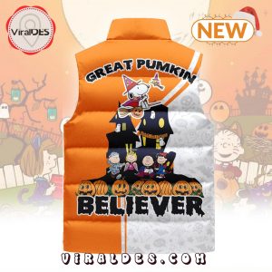 Snoopy Great Pumpkin Believer Sleeveless Puffer Jacket