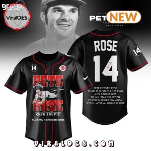 Pete Rose Thank You For The Memmories Black Jersey