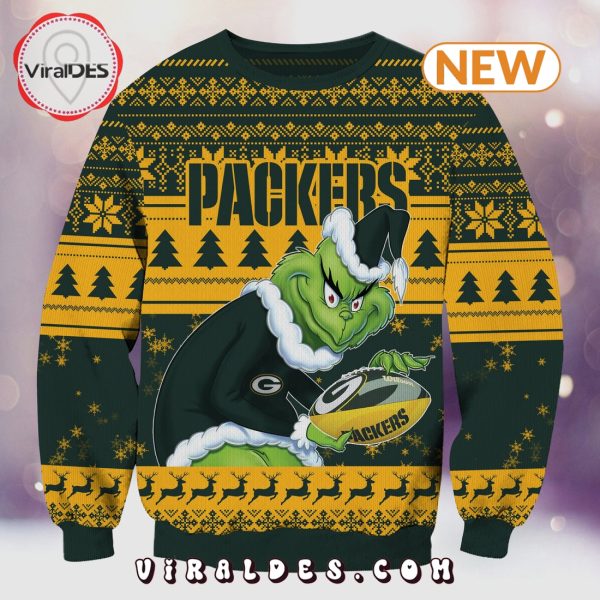 Green Bay Packers Christmas Grinch Knitted Sweater