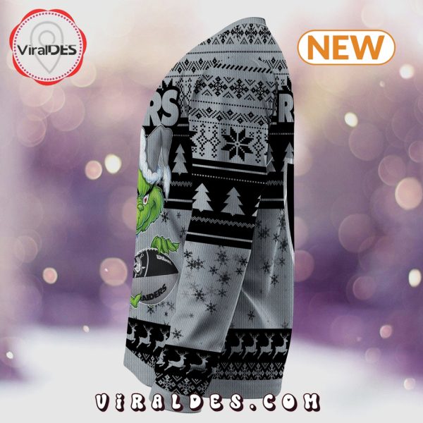 Las Vegas Raiders Christmas Grinch Knitted Sweater