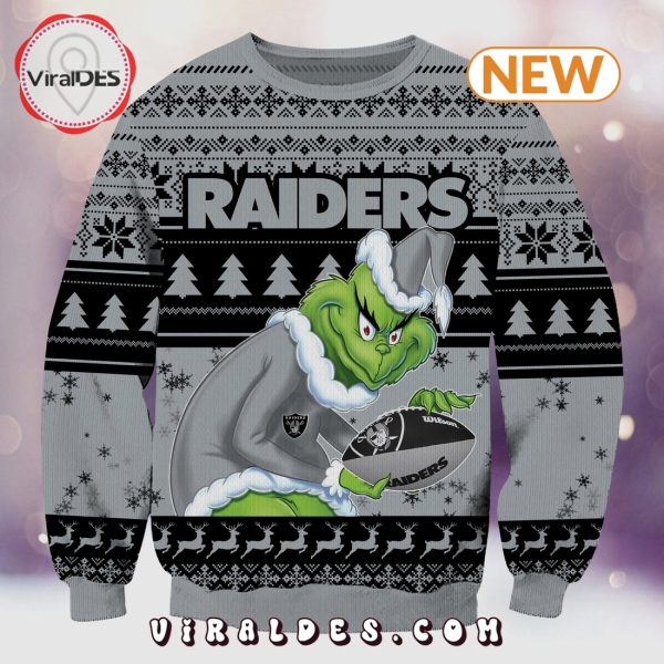 Las Vegas Raiders Christmas Grinch Knitted Sweater