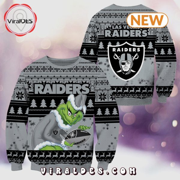 Las Vegas Raiders Christmas Grinch Knitted Sweater