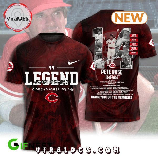 Legend Charlie Hustle Cincinnati Red Pete Rose Hoodie