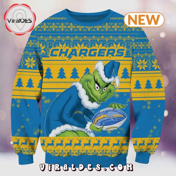 Los Angeles Chargers Christmas Grinch Knitted Sweater