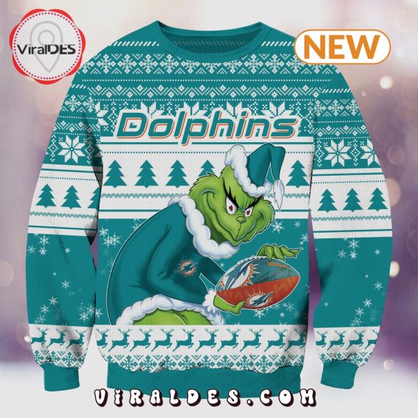 Miami Dolphins Christmas Grinch Knitted Sweater