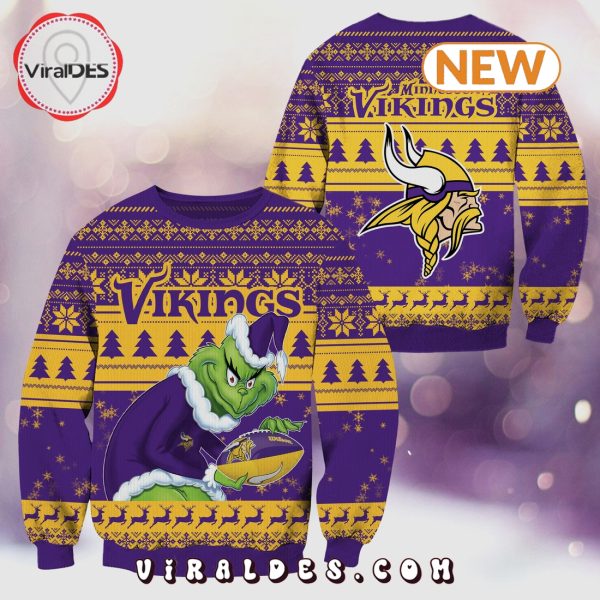 Minnesota Vikings Christmas Grinch Knitted Sweater