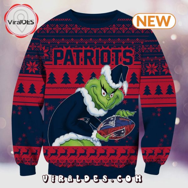 New England Patriots Christmas Grinch Knitted Sweater