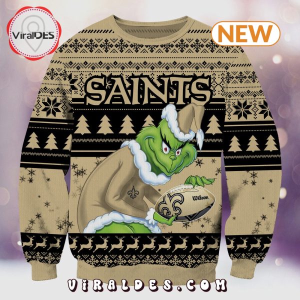 New Orleans Saints Christmas Grinch Knitted Sweater