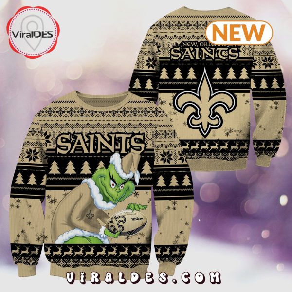 New Orleans Saints Christmas Grinch Knitted Sweater