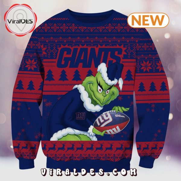 New York Giants Christmas Grinch Knitted Sweater