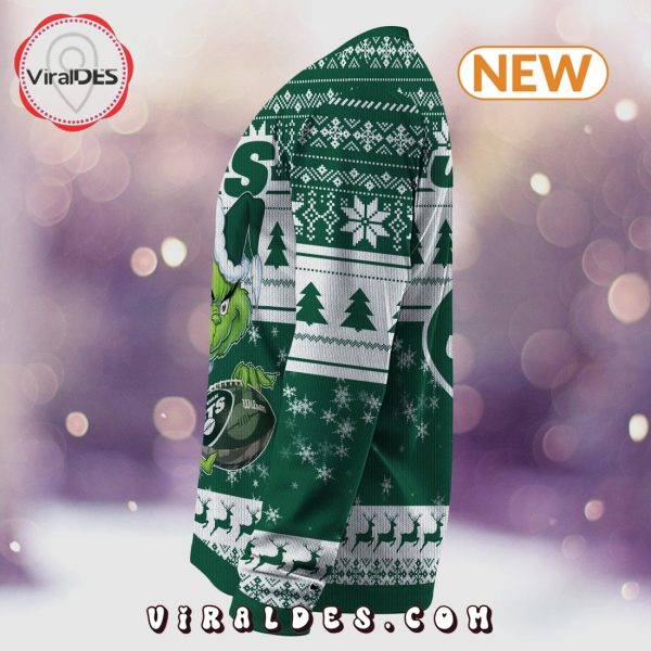 New York Jets Christmas Grinch Knitted Sweater