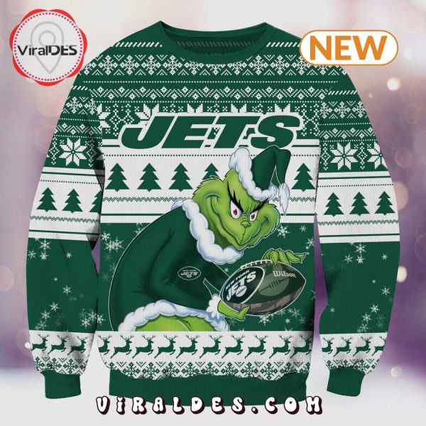 New York Jets Christmas Grinch Knitted Sweater