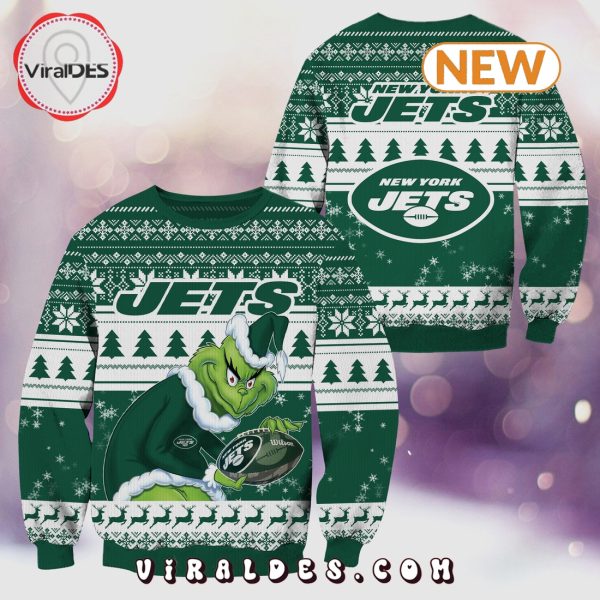 New York Jets Christmas Grinch Knitted Sweater