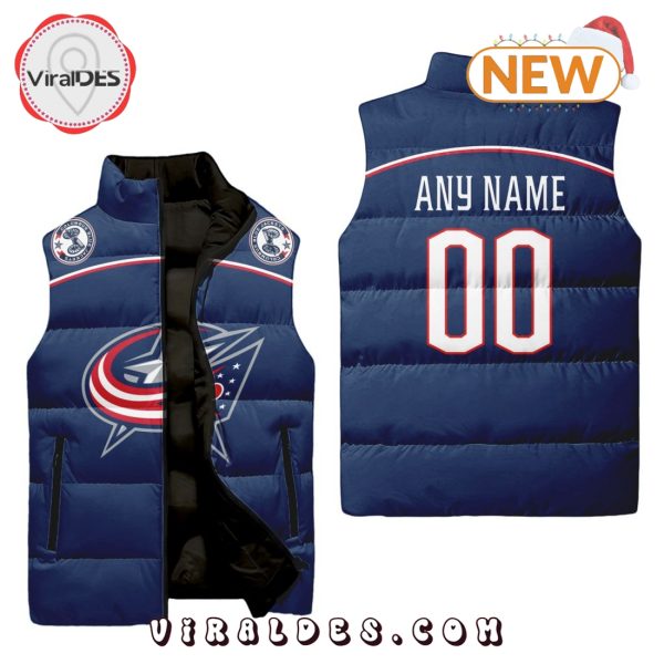 NHL Columbus Blue Jackets Custom Home Sleeveless Puffer Jacket