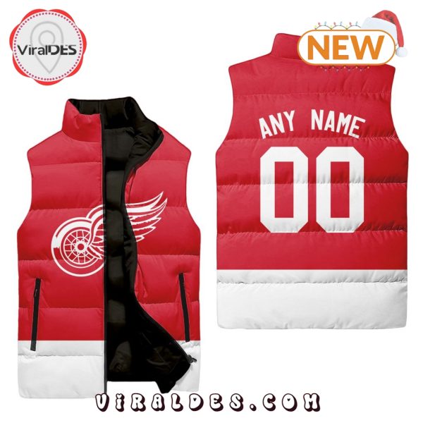 NHL Detroit Red Wings Custom Home Sleeveless Puffer Jacket