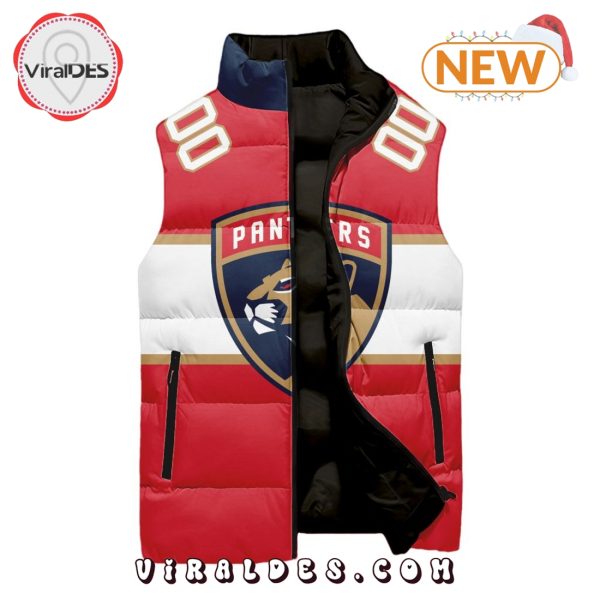 NHL Florida Panthers Custom Home Sleeveless Puffer Jacket