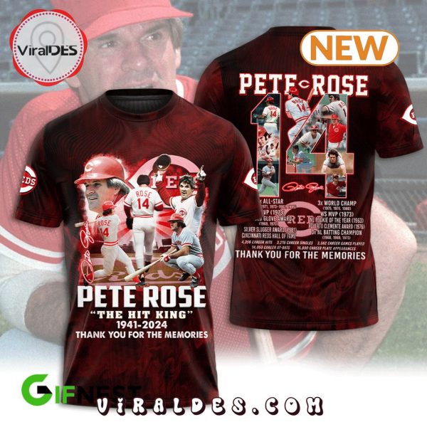 Pete Rose The Hit King 1941 – 2024 Signatures Hoodie