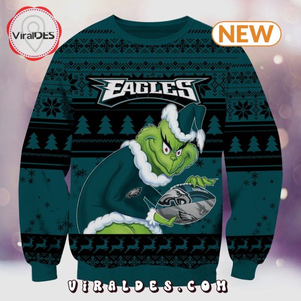 Philadelphia Eagles Christmas Grinch Knitted Sweater