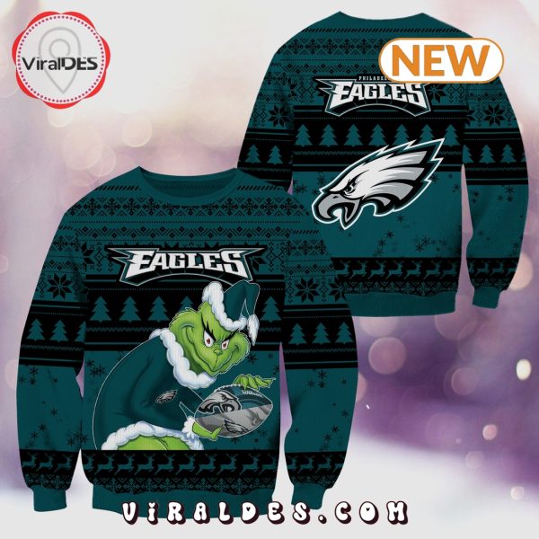 Philadelphia Eagles Christmas Grinch Knitted Sweater