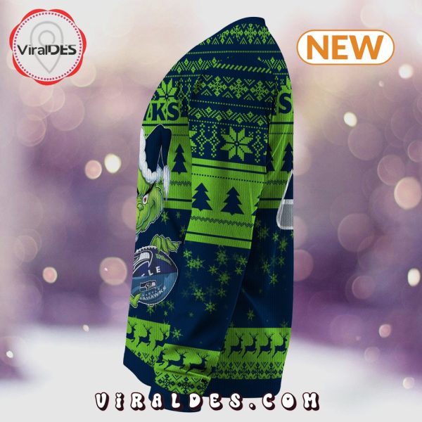 Seattle Seahawks Christmas Grinch Knitted Sweater