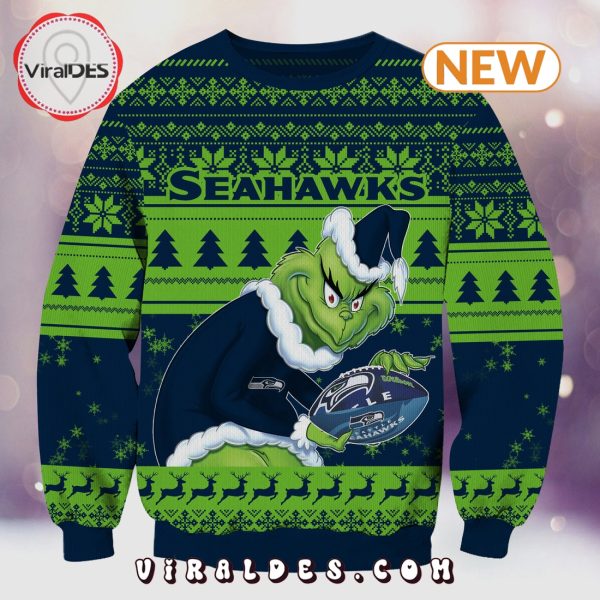 Seattle Seahawks Christmas Grinch Knitted Sweater