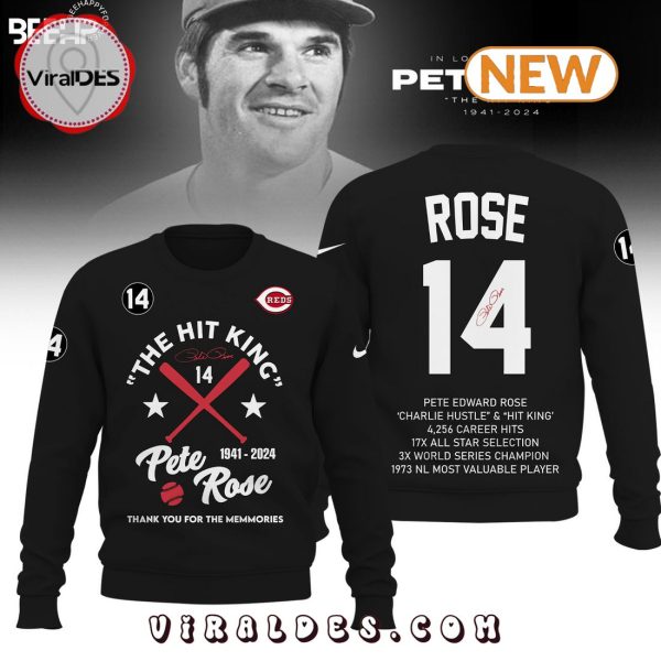 The Hit King Pete Rose Memories Black Hoodie