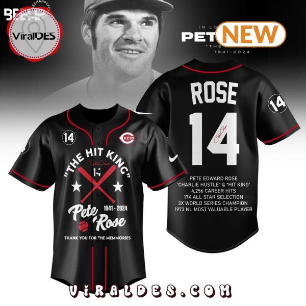 The Hit King Pete Rose Memories Black Jersey