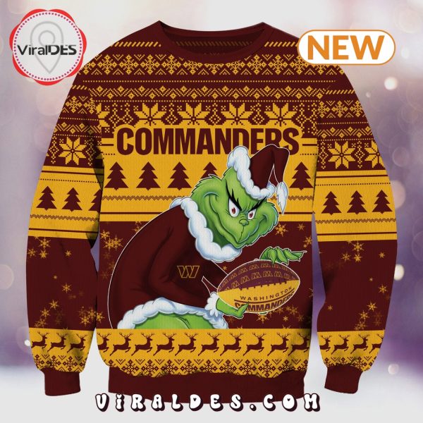 Washington Commanders Christmas Grinch Knitted Sweater