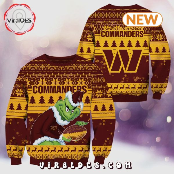 Washington Commanders Christmas Grinch Knitted Sweater