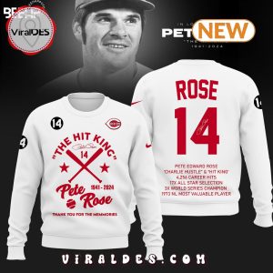 The Hit King Pete Rose Memories White Hoodie