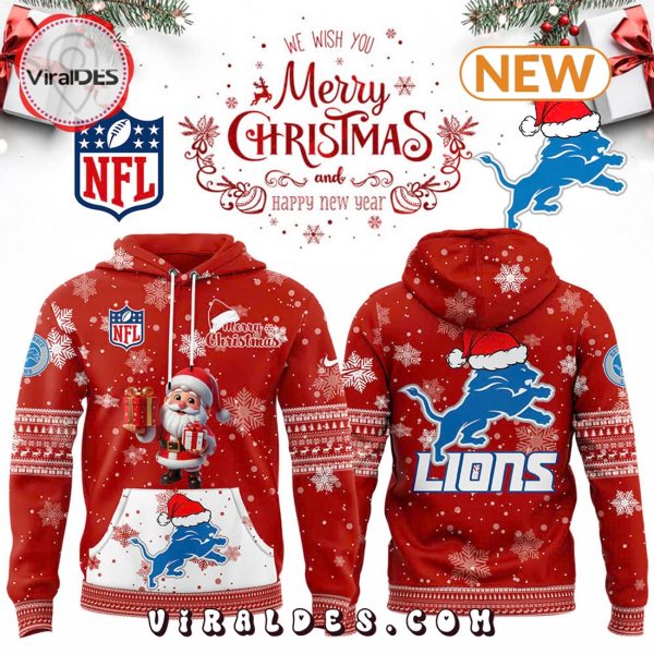 2024 Detroit Lions Merry Christmas Red Hoodie