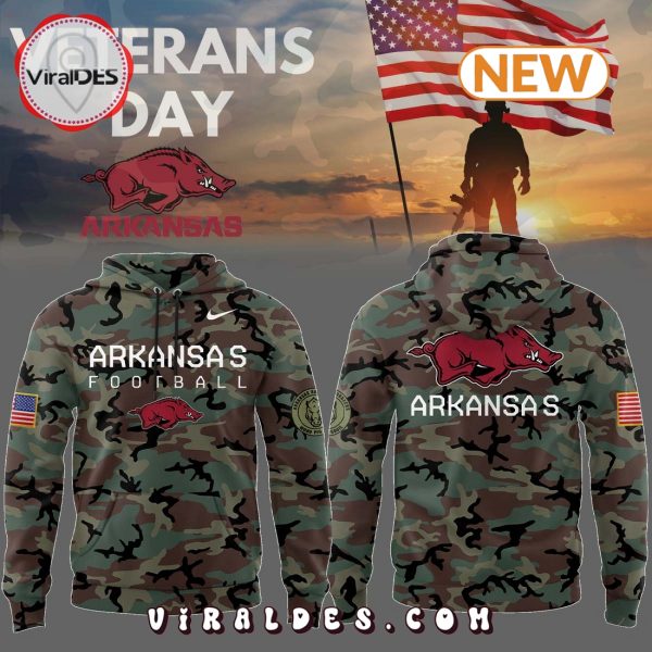 2024 Veteran Camo Arkansas Razorbacks Football Hoodie, Jogger, Cap