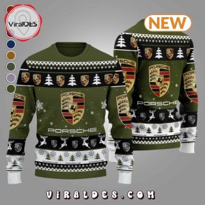 Porsche 2024 Christmas Army Green Ugly Sweater