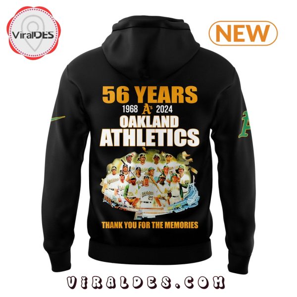 56 Years Thank You Oakland Athletics Black Hoodie