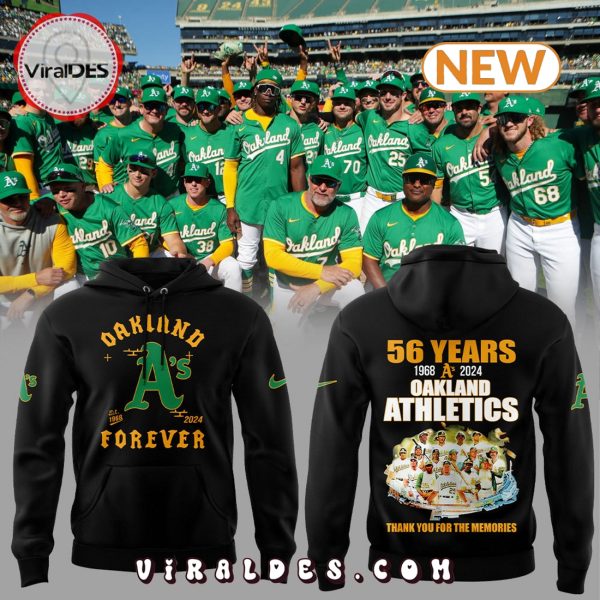 56 Years Thank You Oakland Athletics Black Hoodie