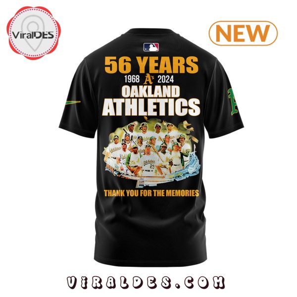 56 Years Thank You Oakland Athletics Black T-Shirt, Jogger, Cap